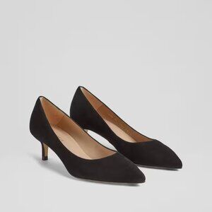 LK Bennet Audrey Suede Kitten Heel Black 36